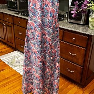 Simply Southern Blue and Pink A-Line Maxi Skirt Resort Wear